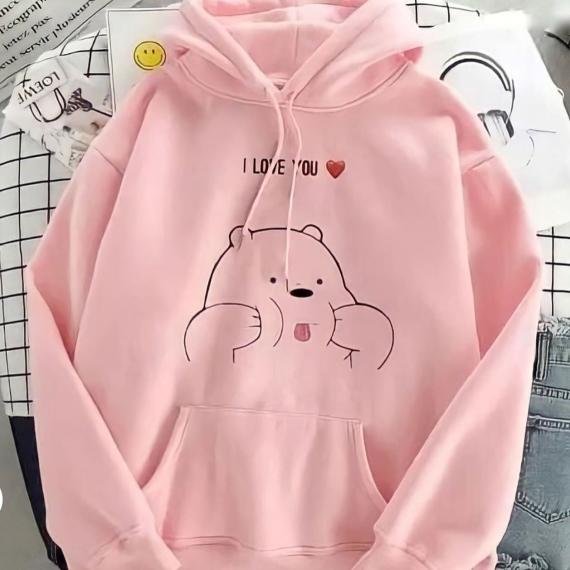 I love you and a bear embroidered on the chest